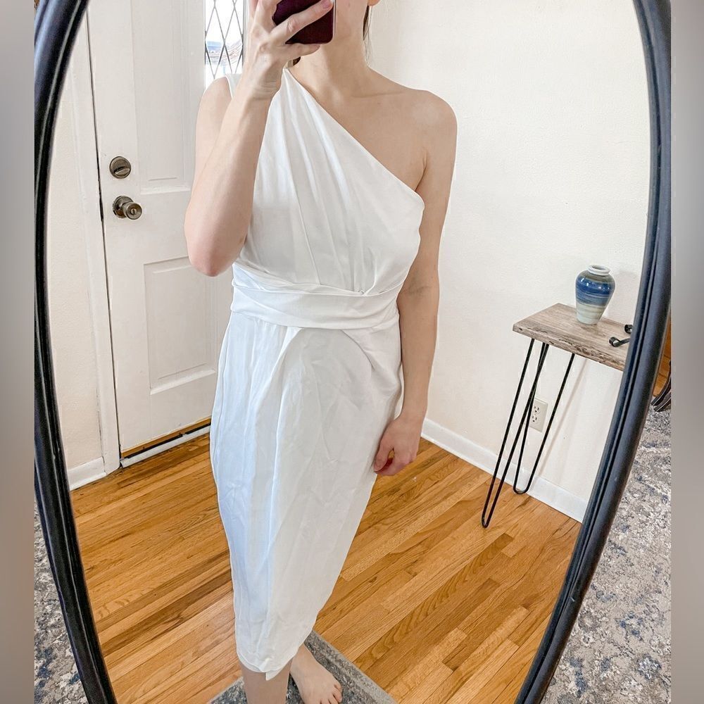 Reiss Laurent One Shoulder Dress White 12